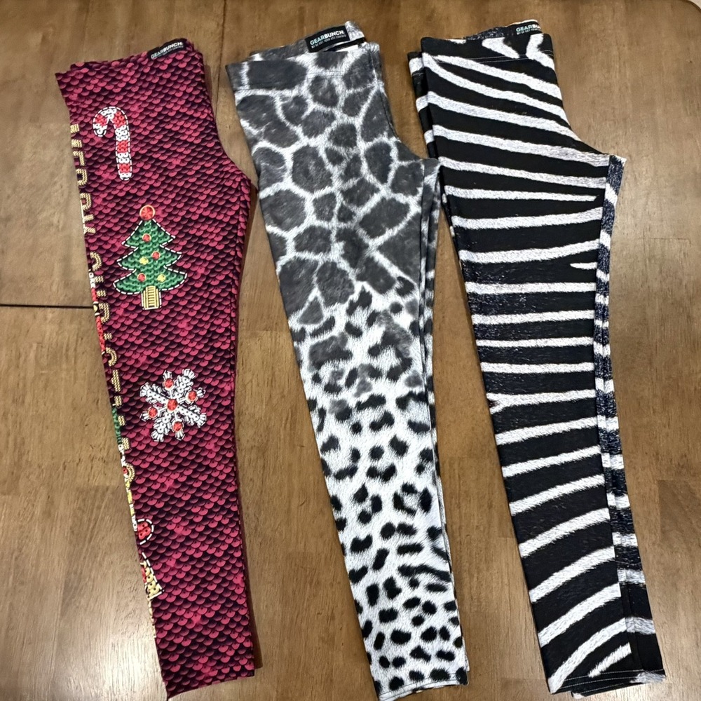 Lot of 3 Gearbunch Leggings Activewear Yoga Pants Size XL Christmas Animal Print